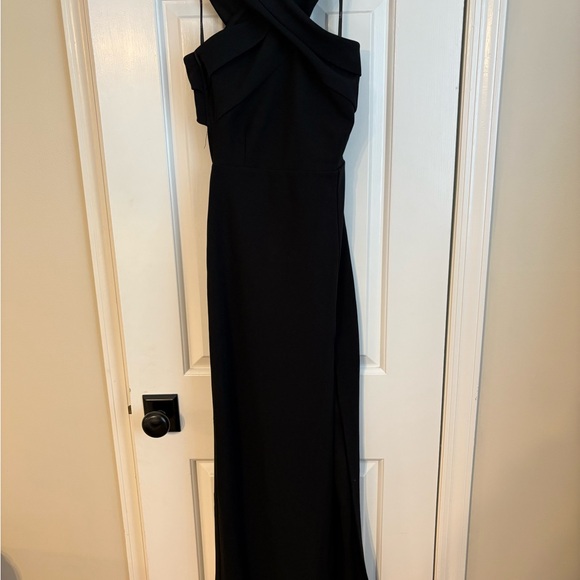 Lulu's Black Cross-Neck Side-Slit Maxi Dress - Picture 2 of 2